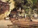 Vintage Travel Poster - The grotto of Notre Dame Lourdes Pyrenees France 24 X 18