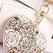 Bonlting Sweet Love Heart Rose Flower Crystal Charm Pendant Purse Bag Key Ring Chain