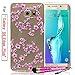Fit [Galaxy S6 Edge Plus], (5.7”) Galaxy S6 Edge Plus Case, MerKuyom® - [Pink Flower Floral] Transparent Soft Gel TPU Cover + Stylus for Samsung Galaxy S6 Edge Plus / S6 Edge+/ SM-G928