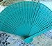 Quasimoon PaperLanternStore.com 8 Inch Water Blue Folding Wood Panel Hand Fan with White Organza Bag for Weddings