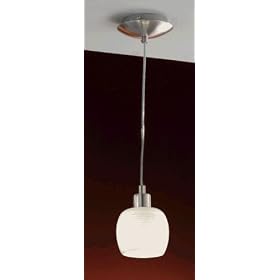 Eglo 88305A Nizza, Nickel/Frosted White, 1-Light Pendant Light Fixture