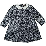 【H28年春物】 nico hrat(ニコフラート) 製品洗い加工済み 綿レーヨン天竺葉っぱ柄長袖ワンピース 110cm/NV NO.B-260802