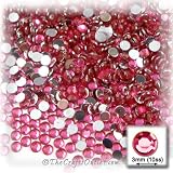 The Crafts Outlet 1440-Piece Flat Back Round Rhinestones, 3mm, Hot Pink/Rose