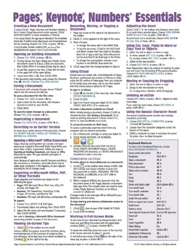 Pages, Keynote, & Numbers Essentials for Mac, versions x.2 Quick Reference Guide (Cheat Sheet of Instructions, Tips & Shortcuts - Laminated Card)
