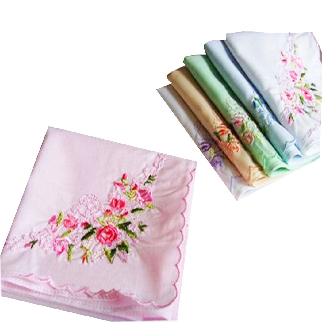 La closure Ladies Soft Embroidery 60s"Cotton HandkerchiefsSquare 43cm