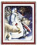 IMAGE OF Santa & Polar Bears Throw - 70 x 53 Blanket/Throw