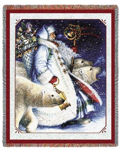 Santa & Polar Bears Throw - 70 x 53 Blanket/Throw