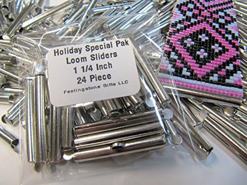 Bead Loom Slider Clasp HOLIDAY SPECIAL PACKAGE, 24 PIECE, 1 1/4 Inch Long, Fits Size 11 or 8 Beads, Silver Color