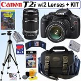 Canon EOS Rebel T2i 18 MP CMOS APS-C Digital SLR Camera with EF-S 18-55mm f/3.5-5.6 IS Lens & EF-S 55-250mm f/4.0-5.6 IS Telephoto Zoom Lens + 16GB Deluxe Accessory Kit