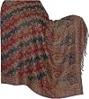 Evening Wrap Jamawar Wool Shawl Full with Embroidery Size:80 " x 40 " (jmwr605)