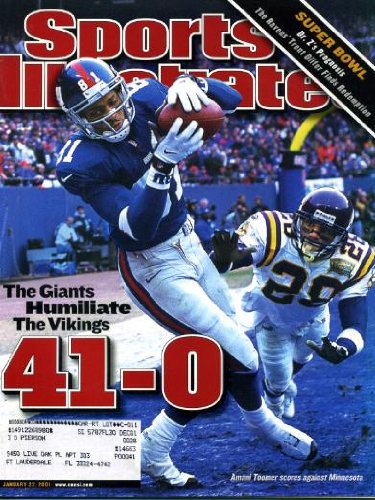 Sports Illustrated January 22 2001 Amani Toomer/Minnesota Vikings Cover, Super Bowl XXXV, Trent Dilfer/Baltimore Ravens, Jerry Stackhouse/Detroit Pistons, St. Louis Blues/Stanley Cup, Eddie Griffin/Seton Hall