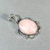 Silver Plated Rose Quartz Fancy Pendant - Ladies Necklace Charm with January Birthstone (1 inch)