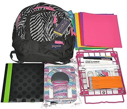 JanSport Air Cure Grey Tar Wild At Heart 3 Prong Folders Pink LockerMate Bundle