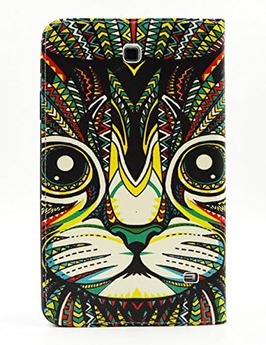 T330 case Samsung Galaxy Tab 4 T330 leather case,By MOUSE Monster,Tribe Cat Pattern Premium Leather Case,Cut,Credit Card Holder,Stand Flip Cover Skin for Samsung Galaxy Tab 4 8.0 inch T330(Built-in Card Slots/Cash Compartment)