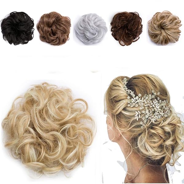 Updo Hair Extensions Synthetic Hair Bun Wavy Donut Bride Scrunchy