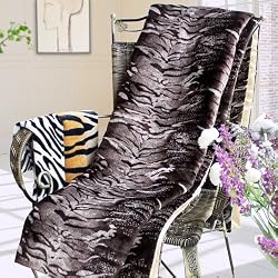 Blancho Bedding - [Tiger Brown] Micro Mink Fur Throw Blanket w/ 14.5 OZ filling (50 by 70 inches)
