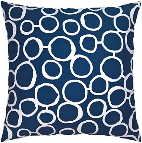 Cotton Canvas Circle Two Side Square Accent Decorative Throw Pillow Cover (Green-Blue Teal/White for 26 x 26 Inserts)
