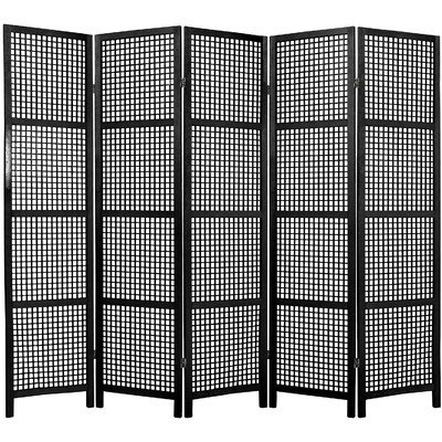 Oriental Furniture Asian Decor 6-Feet Miyagi Japanese Screen Room Divider with See Thru Lattice Design, 5 Panel Black