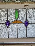 Art Deco Deep Purple Diamond Antique Stained Glass Window