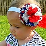 ベビー　キッズ　カチューシャ　ヘアアクセサリー　ヘアバンド　花　髪飾り　かわいい　赤+白