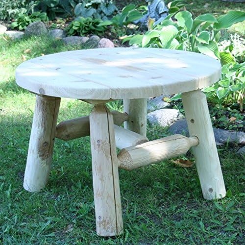 Lakeland Mills Classic Cedar Log Round Coffee Table, Solid Pine, Put Natural Beauty on your Backyard