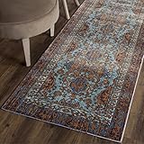 UPC 889048000018 product image for Safavieh Valenica Collection VAL102A Blue and Gold Polyester Runner, 2 feet 3 in | upcitemdb.com