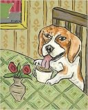 Beagle At The Coffee Shop (Canvas) By Jay Schmetz Highest Quality Art Print Poster - Size: 15 X 20