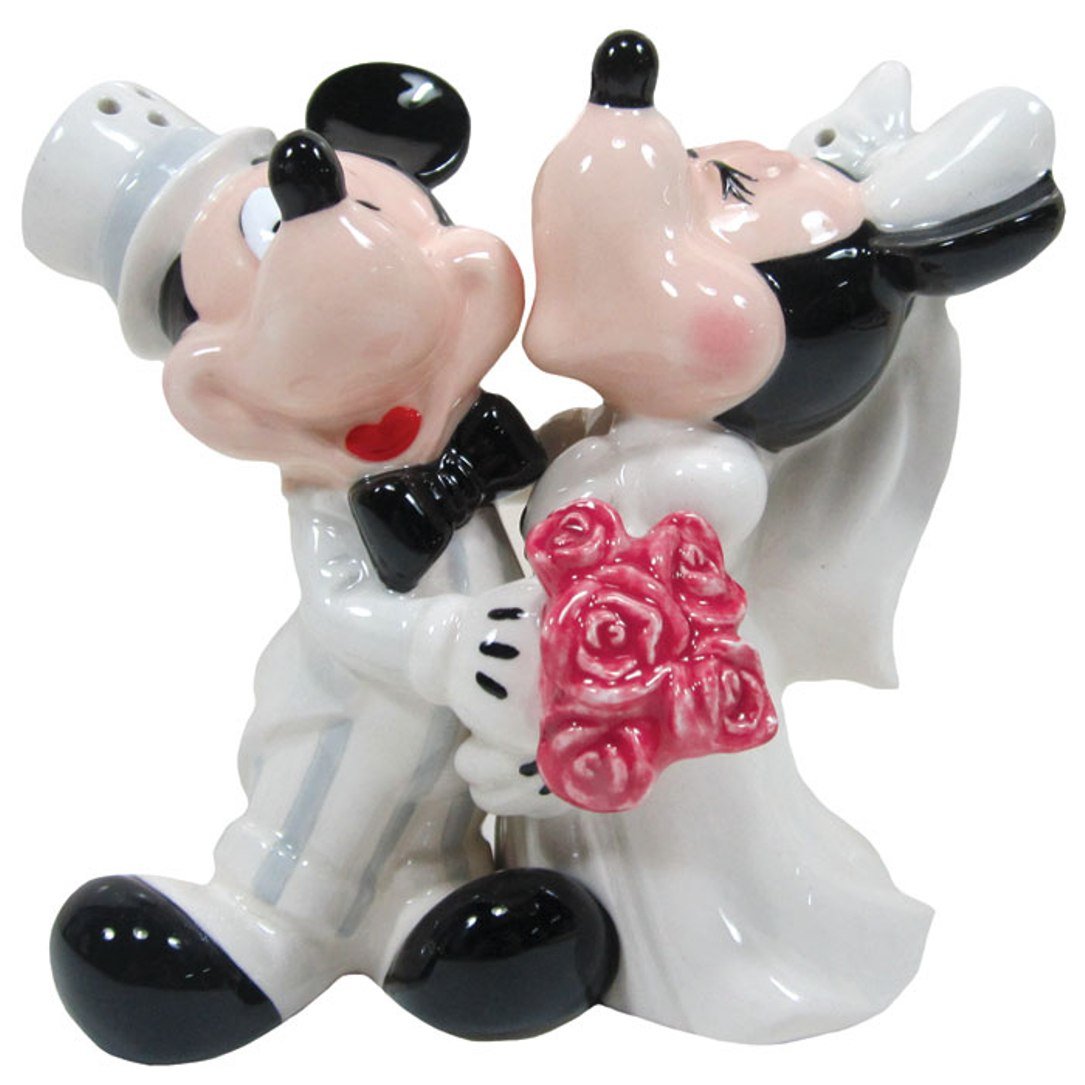 Westland Giftware Magnetic Ceramic Salt and Pepper Shaker Set, 4-Inch, Disney Mickey and Minnie's Wedding
