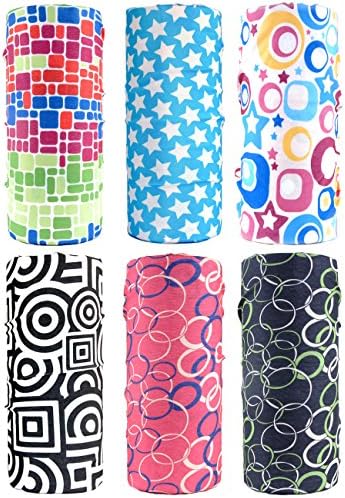 LOOGU Multifunction Seamless Style Bandanna Headwear Scarf Wrap Cool Neck Gaiters. Perfect for Running & Hiking, Biking & Riding, Skiing & Snowboarding, Hunting, Working Out & Yoga for Women and Men (Set 6)