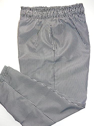 Chef Pants Checkered Elastic Waist Baggy Black/White houndstooth-Small