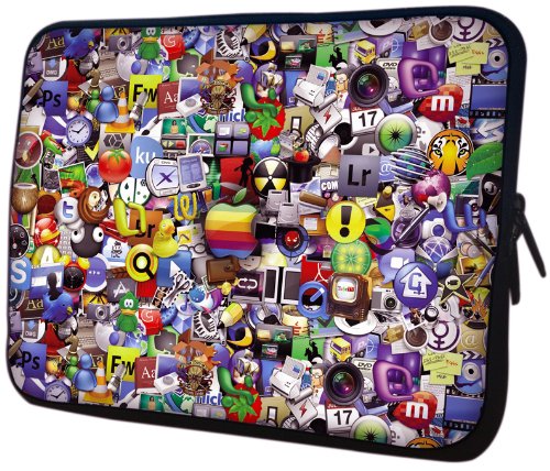 14 inch Application Icon Wallpaper Notebook Laptop Sleeve Bag Carrying Case for MacBook, Acer, ASUS, Dell, HP, Lenovo, Sony, Toshiba