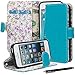 iPhone 5C Case, iPhone 5C Flip Case - E LV Deluxe PU Leather Wallet Purse Flip Folio Stand Case Cover for iPhone 5C with 1 Stylus and 1 Clear Screen Protector (Turquoise)
