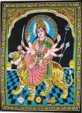Huge Cotton Fabric Durga Ma Mother Goddess Yoga 43" X 30" Tapestry