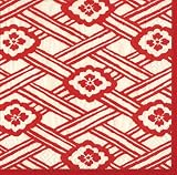 Caspari Set of Two Kiku Lacquer Red Cocktail Napkins packages, 20 per package