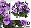 Eight 10" Pansy Artificial Silk Flower Bushes for Home Decoration
