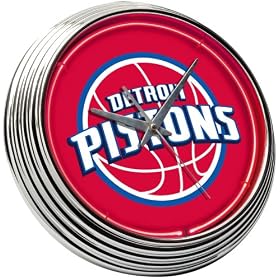 Red Detroit Piston Neon Clock
