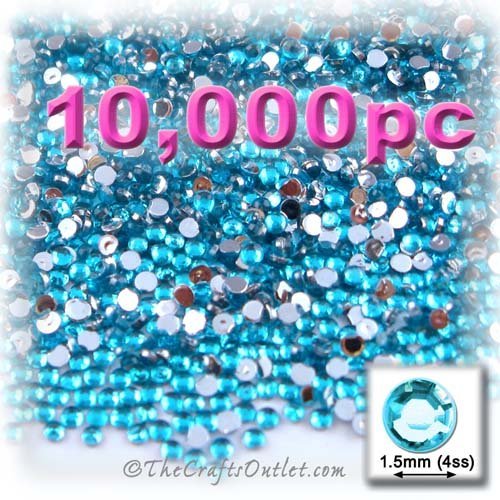 10,000pc Rhinestones Round 1.5mm flatback Aqua Blue AQA