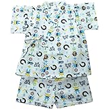 盛夏 甚平(ジンベイ) 【日本製】リップルプリントいろはに昆虫柄甚平スーツ 80cm/オフシロ NO.OG-1601