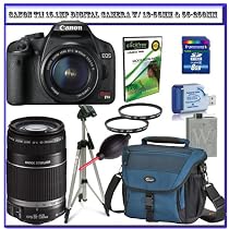 Canon EOS Rebel T1i 15.1 MP CMOS Digital SLR Camera with 18-55mm IS Lens & Canon 55-250mm
