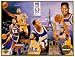 1991-92 Los Angeles Lakers autographed commemorative card sheet (Magic Johnson, James Worthy)