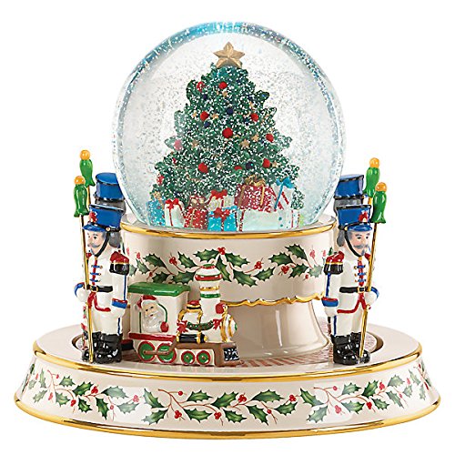 LENOX Holiday Train Snowglobe 2015 REVOLVING & Streaming MUSICAL Snow