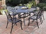 7pc Outdoor Dining Set with Arm Chairs in Black Finish