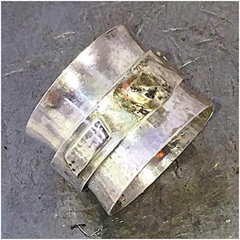 Wideband Sterling Statement Ring, Size Nine Brooklyn Chic Ring, Artisan OOAK Handmade Jewelry,