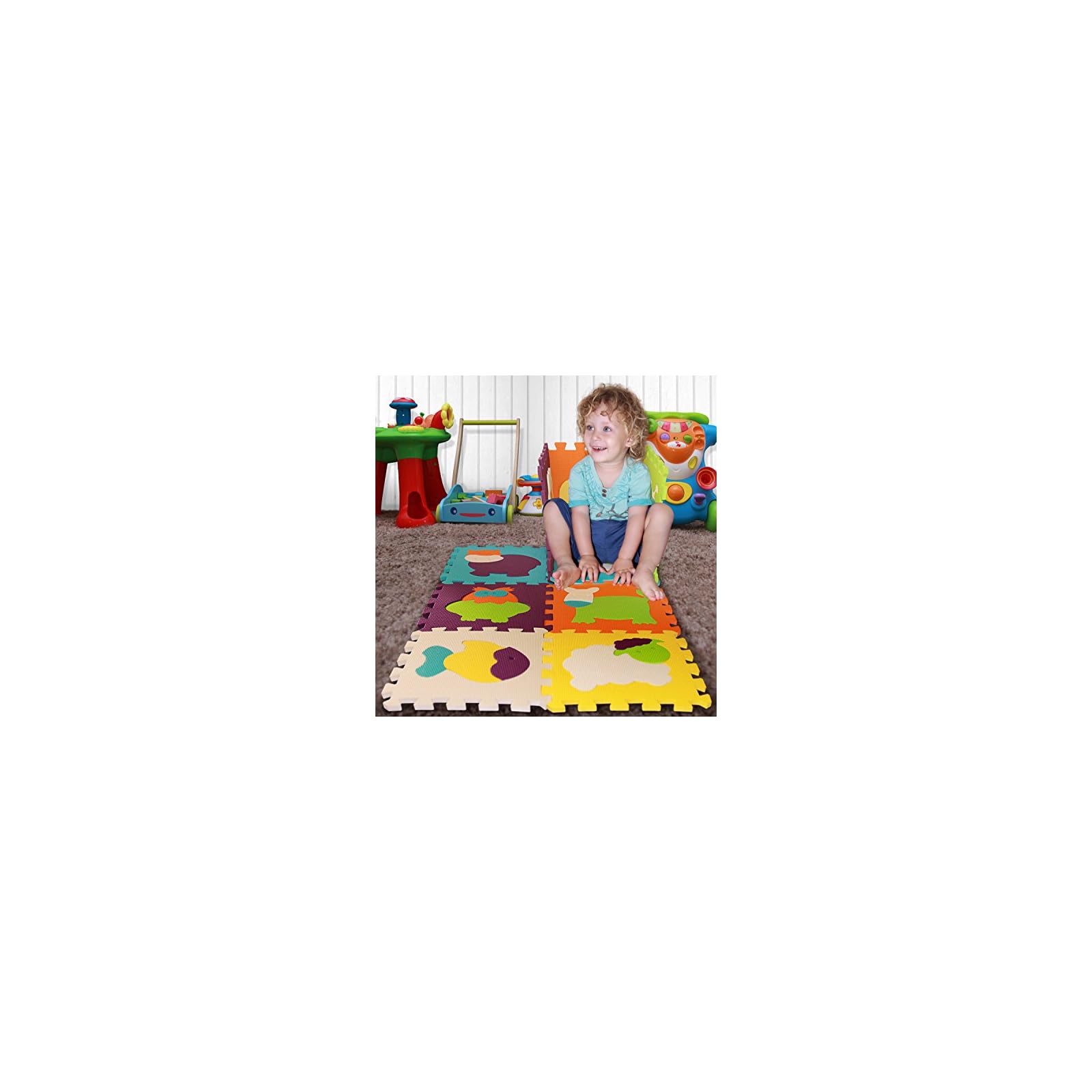 Foam Puzzle Play Mat, Tomi Baby Playmat with 9 Soft Interlocking Floor