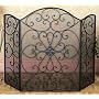50" Wide Metal FIREPLACE FIRE SCREEN with Mesh Screen Design on Black Finish