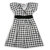 Flowers By Zoe - Girls Short Sleeve Houndstooth Print Dress, Black, White