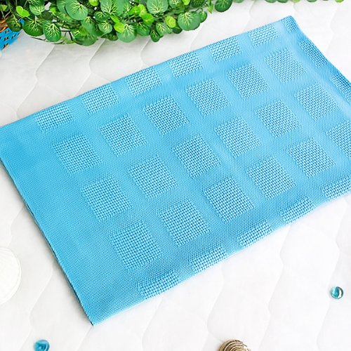 [Light Sky Blue] 100% Cotton Jacquard Weave Throw Blanket (50 by 59.8 inches)