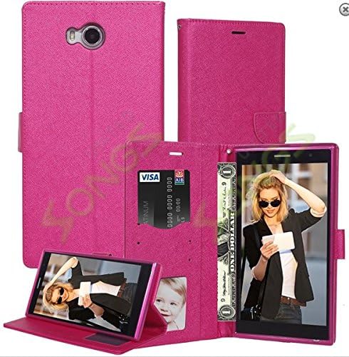 SKY Devices Platinum Series 7.0W PU Leather Folio Flip Wallet Case With Stand, ID &amp; Credit Card Pockets (Red)