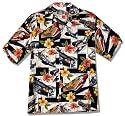 Hibiscus Fighter Airplanes II Men's Hawaiian Aloha Shirt