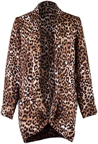 Lush Fierce Bold Cheetah Print One Breasted Open Front Oversized Jacket Blazer